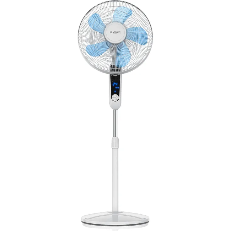 Brandson DC Standventilator mit Fernbedienung & Display »24 Geschwindigkeiten - Lüfter 38,5cm Ø«, weiß blau