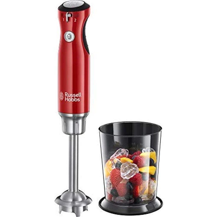 Russell Hobbs Stabmixer Retro rot, 700W, Infinity-Mix-Technologie, Messbecher + Deckel, BPA frei, spülmaschinenfest, Zerkleinerer, Pürierstab, Smoothie, Suppen, Joghurt, Saucen, Babynahrung, 25230-56 – Bild 1