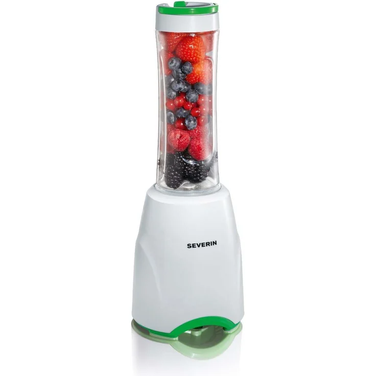 SEVERIN SM 3735 Smoothie Mix & Go (ca. 300 W, 600 ml, Inkl. 2 Trinkbehälter mit Deckel) weiß-grün  – Bild 1
