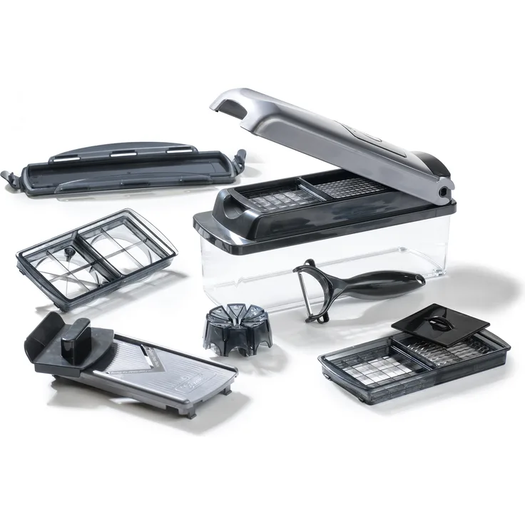 Genius Nicer Dicer Plus (12 Teile) Gemüseschneider Zwiebelschneider Pommesschneider Obstschneider Allesschneider - Würfeln-Stifteln-Schneiden-Schälen-Aufbewahren