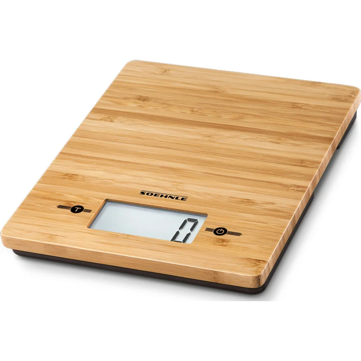 Soehnle Bamboo, digitale Küchenwaage, hochwertige und natürliche Haushaltswaage aus echtem Bambus, elektronische Waage mit Sensor-Touch, Gewicht bis zu 5 kg, inkl. Batterien, hygienische Wiegefläche – Bild 1