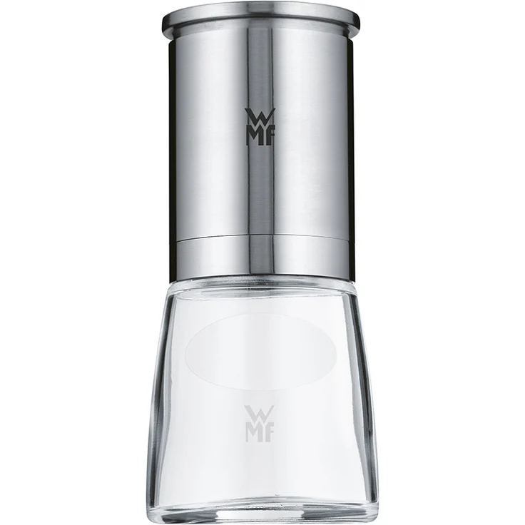WMF De Luxe Salz und Pfeffermühle, unbefüllt, Cromargan Edelstahl Glas, Keramikmahlwerk, Mühle für Salz, Pfeffer, Chillischoten, H 14 cm – Bild 1