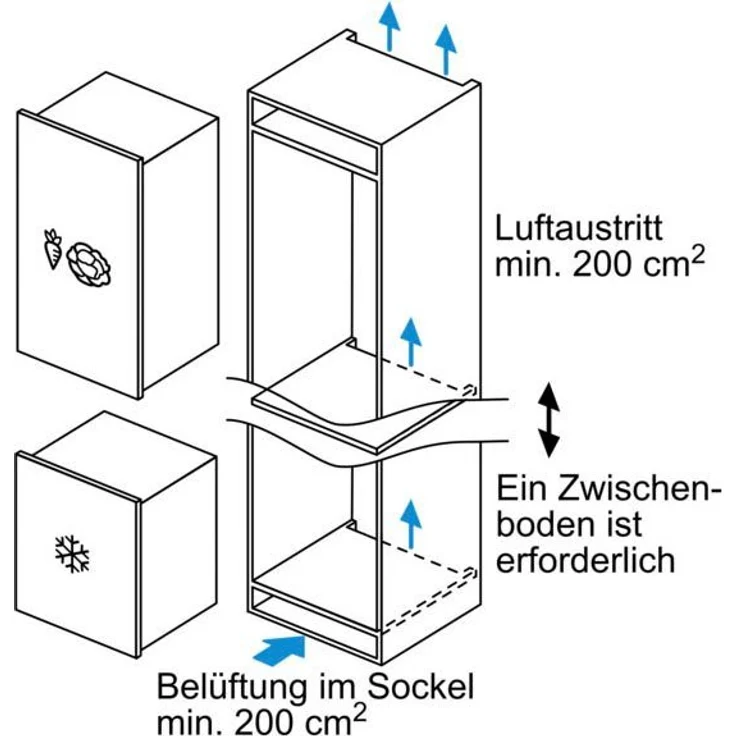Bosch GIV21ADDO Gefrierschrank, Einbau, weiß, LowFrost, Schnellgefrieren, Breite 55.8 cm, Energieklasse D – Bild 2
