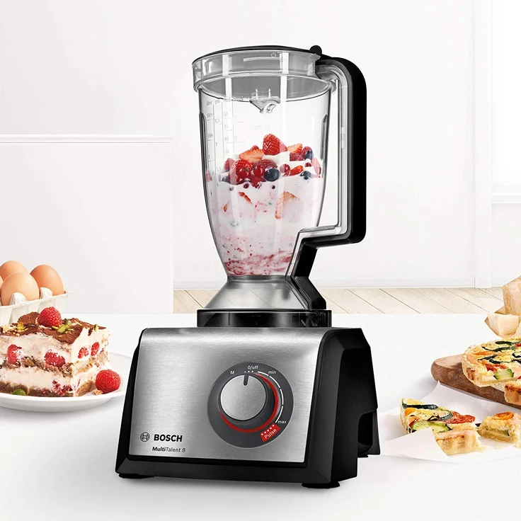 Bosch MC812M865 MultiTalent Kompakt-Küchenmaschine, 1250 W, XXL-Rührschüssel 3.9 l, Würfelschneider, schwarz-Edelstahl gebürstet – Bild 3