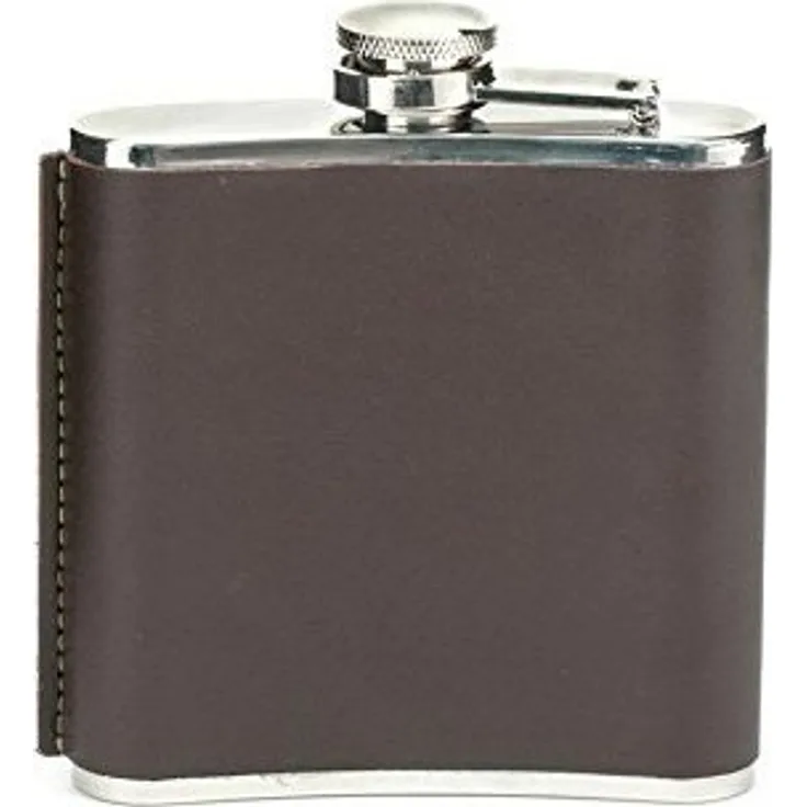 Kikkerland 6oz Leder Flachmann, braun