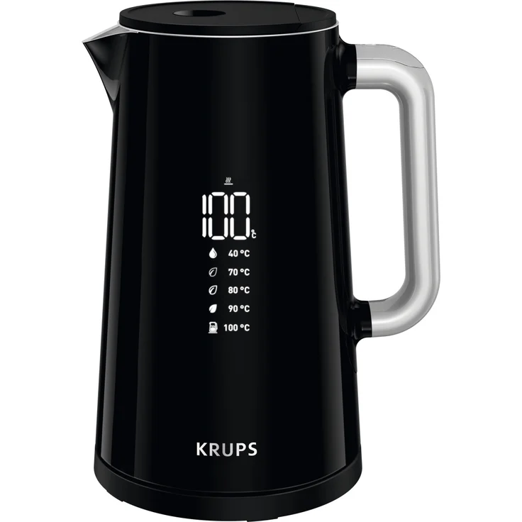 Krups Smart'n Light BW8018 Wasserkocher 1,7 l, 1800 W, mit Digitalanzeige; 5 Temperaturstufen; One-Touch-Bedienung; 360°-Sockel; Automatische Abschaltung, schwarz – Bild 1