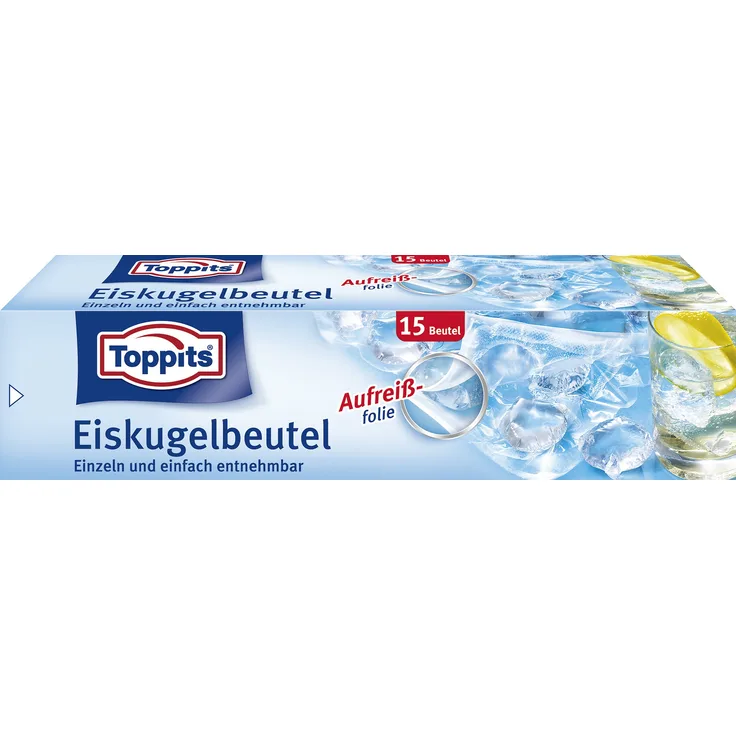 Toppits Eiswürfelbeutel für 300 Eiswürfel, 15 Beutel, Selbstverschluss, Transparent
