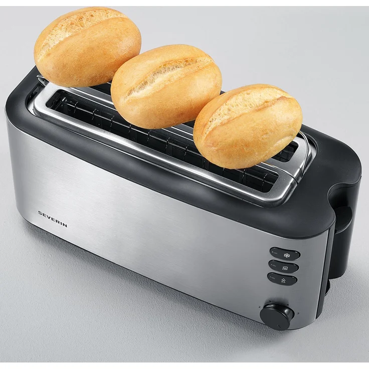 Severin AT 2509 Automatik-Toaster, 1.400 W, 2 Langschlitzkammern, für bis zu 4 Brotscheiben, edelstahl-schwarz – Bild 2