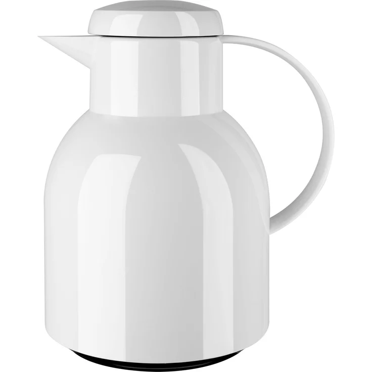 Emsa 504229 Samba Isolierkanne (1 Liter, Quick Press Verschluss, 12h heiß, 24h kalt) weiß glänzend – Bild 1