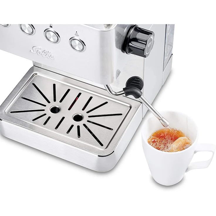 Solis Barista Gran Gusto Espressomaschine, Programmierbare Tassengröße, Dampf- und Heißwasserfunktion, 58 mm Profi-Siebhalter, 15 bar, 1,7 l Wassertank, Edelstahl, (Typ 1014) – Bild 4
