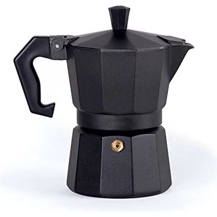 Excelsa Chicco Espressokanne, aus Aluminium, Schwarz 3 Tazze schwarz