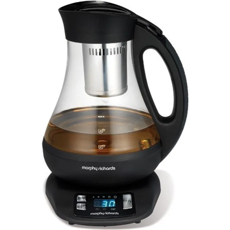 Morphy Richards Teekocher 43970, 2200, Glass, 1 Liter, schwarz-transparent