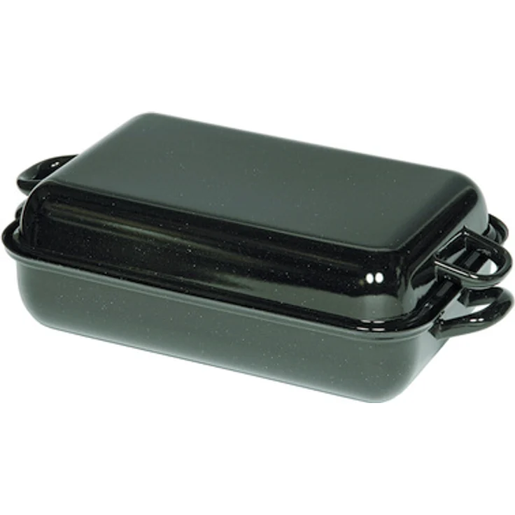 Riess Emaille Vierkantpfanne mit Deckel 32 x 22 cm – Bild 1