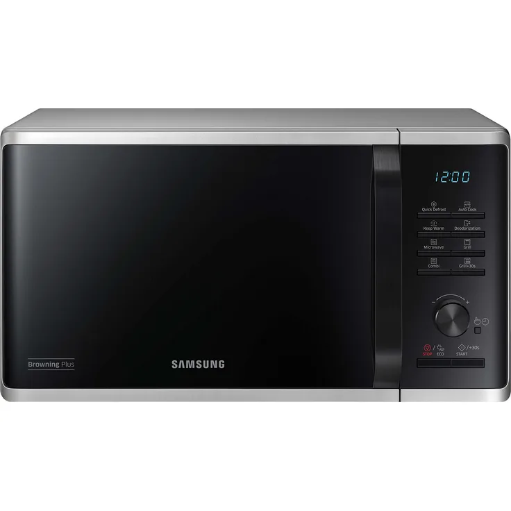 Samsung MG23K3515AS Kombi-Mikrowelle mit Grill, Standgerät, 23 Liter Garraum, 800 Watt, silber, schwarz