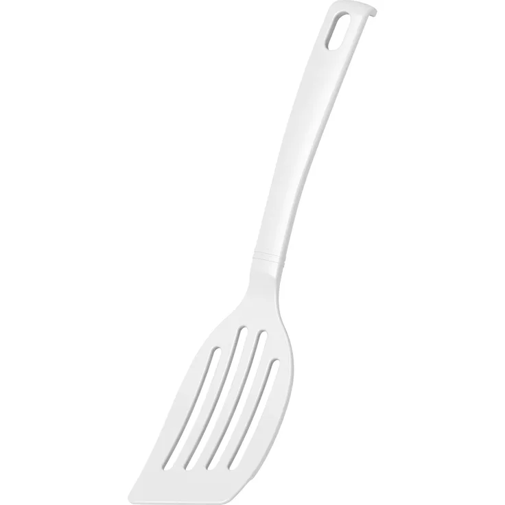 FACKELMANN 24284 Schlitzwender Blanca, Küchenhelfer aus Kunststoff, Pfannenwender für beschichtete Töpfe und Pfannen (Farbe: Weiß), Menge: 1 Stück