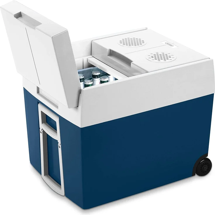 Mobicool MT48W AC-DC - elektrische Kühlbox mit Rollen passend für eine komplette Getränkekiste- Bierkiste, Energieeffizienzklasse F, 48 Liter, 12 V und 230 V für Auto, Lkw und Steckdose, blau – Bild 2