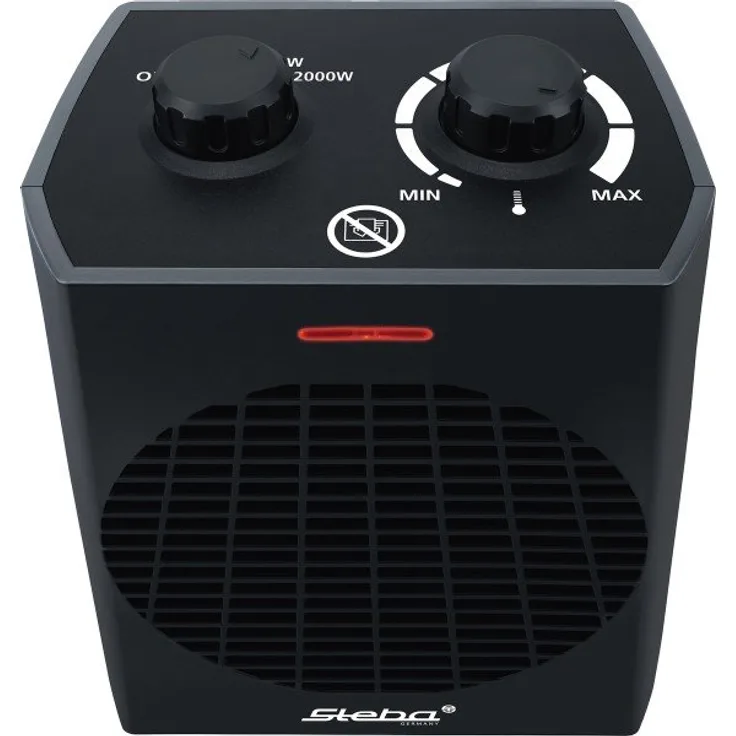 Steba Heizlüfter FH 504, 4 Stufen-Schalter: aus-Kaltluft-Warmluft (1000W)-Heißluft (2000W), Raumthermostat, Doppelisolation, Sicherheitsabschaltung dank Kipp-Schalter, Überhitzungsschutz, Tragegriff, Heizlüfter