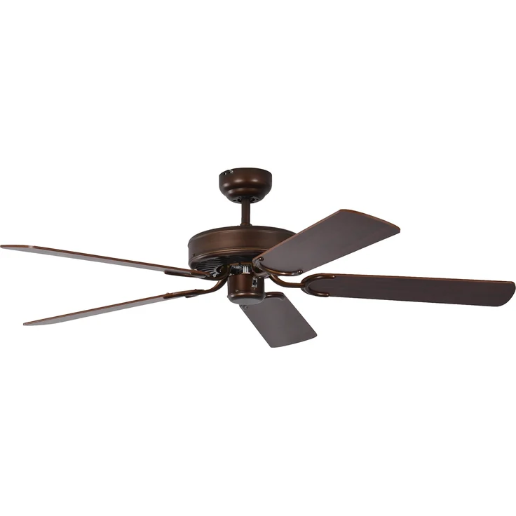 Pepeo Deckenventilator ohne Beleuchtung Potkuri, Gehäuse Bronze Antik, Wendeflügel Mahagoni oder Mahagoni mit Rattaneinlage , 132 cm, für Räume bis zu 25m² – Bild 1