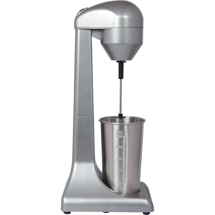 Beper Elektrischer Standmixer für Milchshakes, Frappés, Smoothies und Cocktails, 2-Gänge, Aluminiumbehälter 0,5 l, 100 W Silber