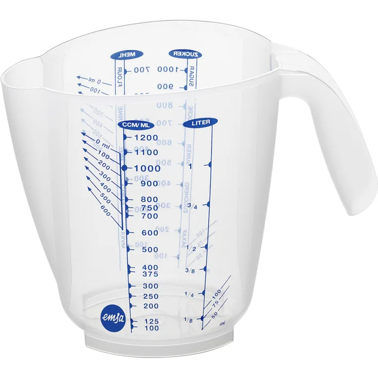 Emsa 504032 Messbecher, 3 Skalen, 1 Liter, Transparent, Superline