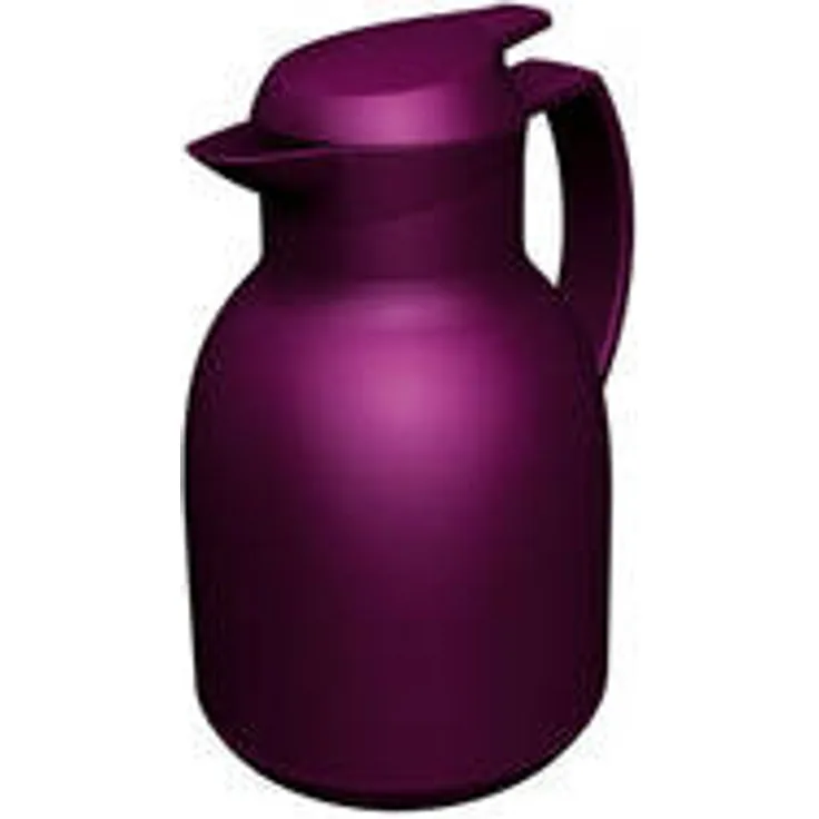 Leifheit Bolero 1, 0 L Isolierkanne, 100% dicht, Thermoskanne mit doppelwandigem Vakuum-Glaskolben, praktisches Öffnen und Schließen mit einer Hand, Kaffekanne, Teekanne, lila, gefrostet