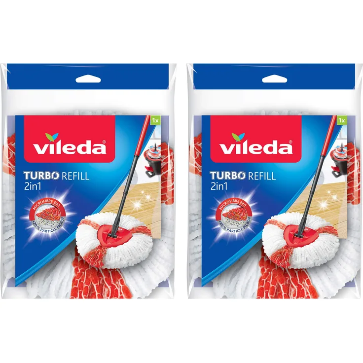 Vileda 2 x Stück Vileda Turbo EasyWring & Clean 2in1 Ersatzkopf, mehrfarbig