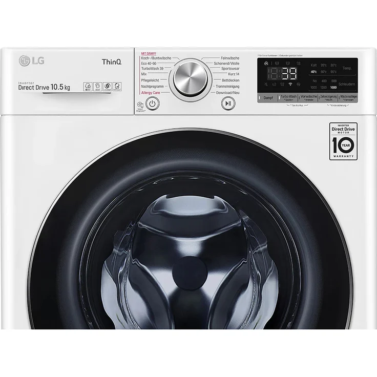 LG F6W105A, Frontlader-Waschmaschine, A, Fassungsvermögen 10,5 kg, Standgerät, Breite 60 cm, Kindersicherung, Invertmotor – Bild 2