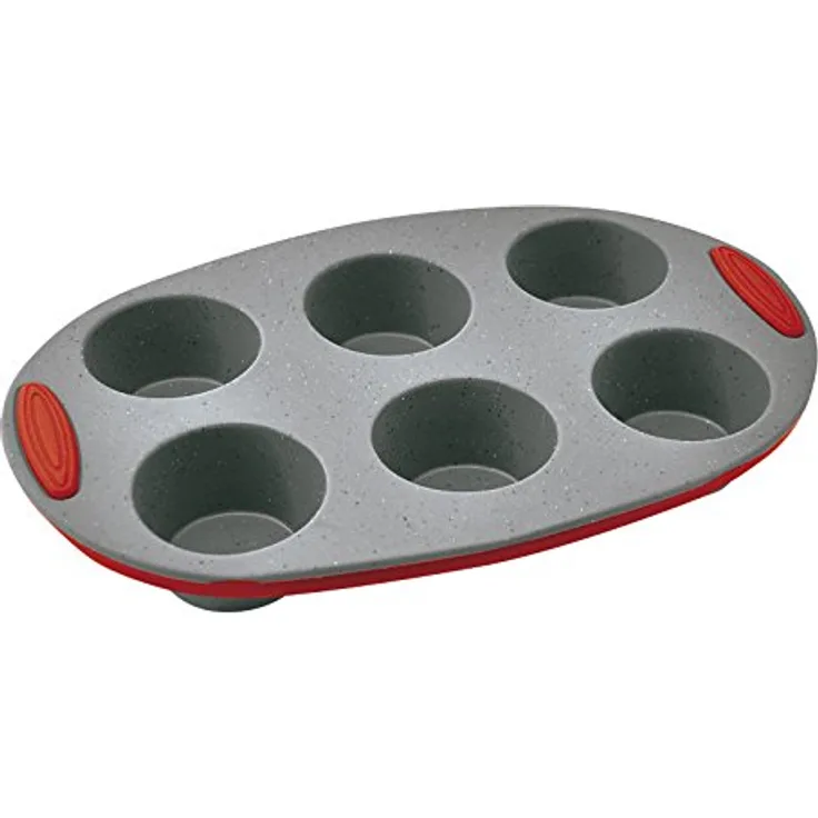 Jata Hogar MC62 Backform 6 Mulden für Muffins und Cupcakes, grau und rot
