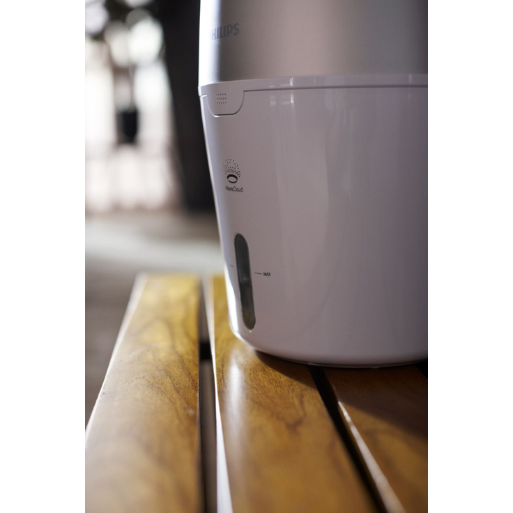 Philips HU4803-01 Luftbefeuchter, bis 25 m², hygienische Nano-Cloud-Technologie, Nachtmodus, Automodus, weiß-grau metallic – Bild 4
