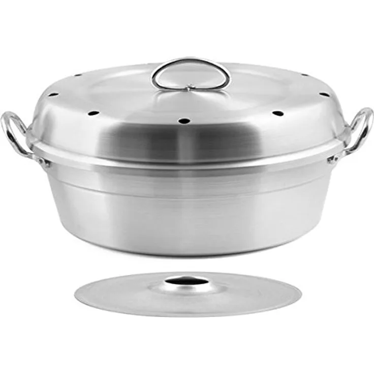 Home Gas-Backofentopf für Süßspeisen, aus Aluminium mit Deckel, 24 cm, Silberfarben