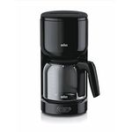 Braun KF 3120 BK Filterkaffeemaschine, Kaffeemaschine für 10 Tassen Filterkaffee, Integrierter Wasserfilter, Tropf-Stopp, OptiBrew System, Schwarz