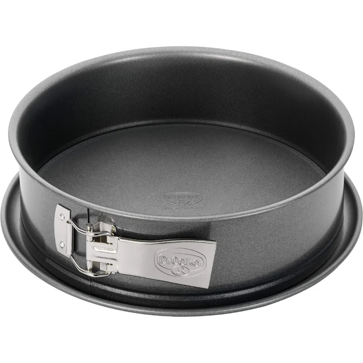 Dr. Oetker Springform mit Flach- und Rohrboden Ø 26 cm, auslaufsichere Kuchenform mit 2 Böden, runde Backform aus Stahl mit keramisch verstärkter Antihaft-Beschichtung (Farbe: grau), Menge: 1 Stück – Bild 3
