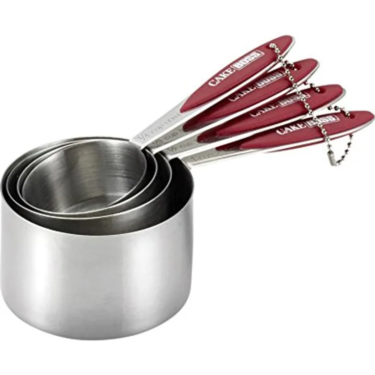 Städter CB58905 Messbecher-Set, Edelstahl, Rot, 15 x 3 x 5 cm, 4 Einheiten