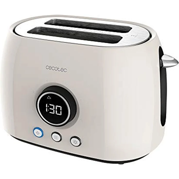 Cecotec Tostadora digital ClassicToast 8000, 2 kurze Schlitzen, 800W, 6 Bräunungsstufen, Extra-Lift-Funktion, beige double  – Bild 1