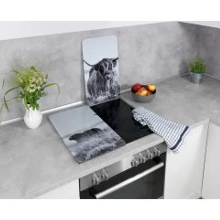 Wenko Herdabdeckplatte Universal Highland Cattle, 2er Set, für alle Herdarten