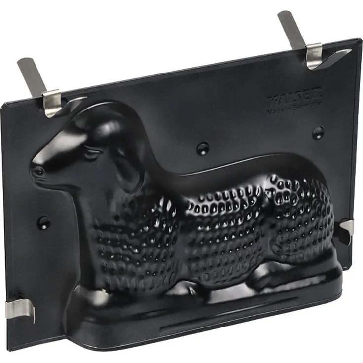 Kaiser 3D Backform Lamm, 0,7 l, antihaftbeschichtet, Lammform für Ostern, Befestigungsklammern Osterbackform