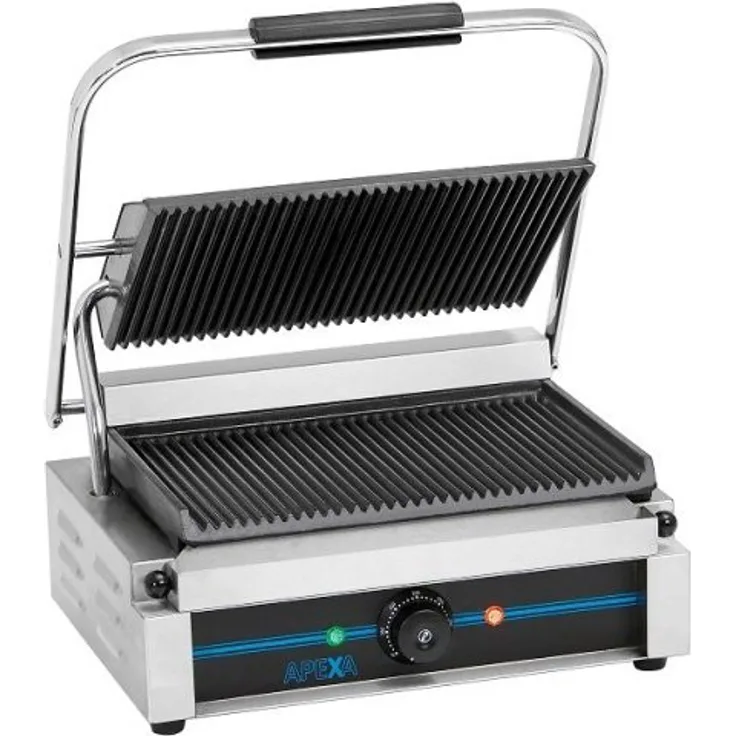 Bartscher 84198180 Art. A150674 Kontaktgrill, 33,5 x 23 cm, Gusseisen-Grillplatten, 2200 Watt