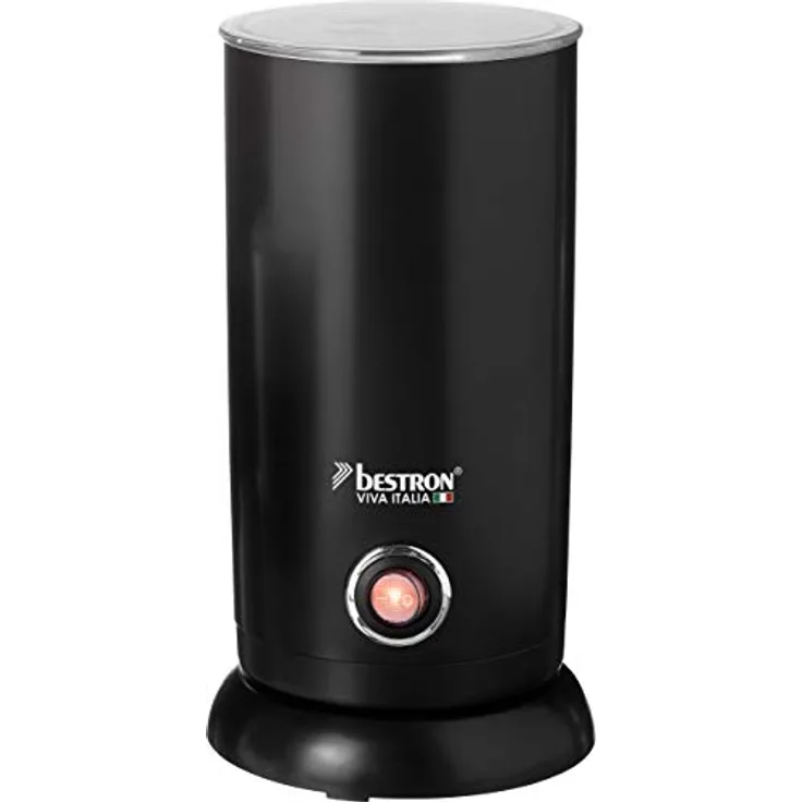 Bestron AMF8050 Elektrischer Milchaufschäumer, Viva Italia, Kabellos, 550 Watt, 300 ml, Aluminium, schwarz