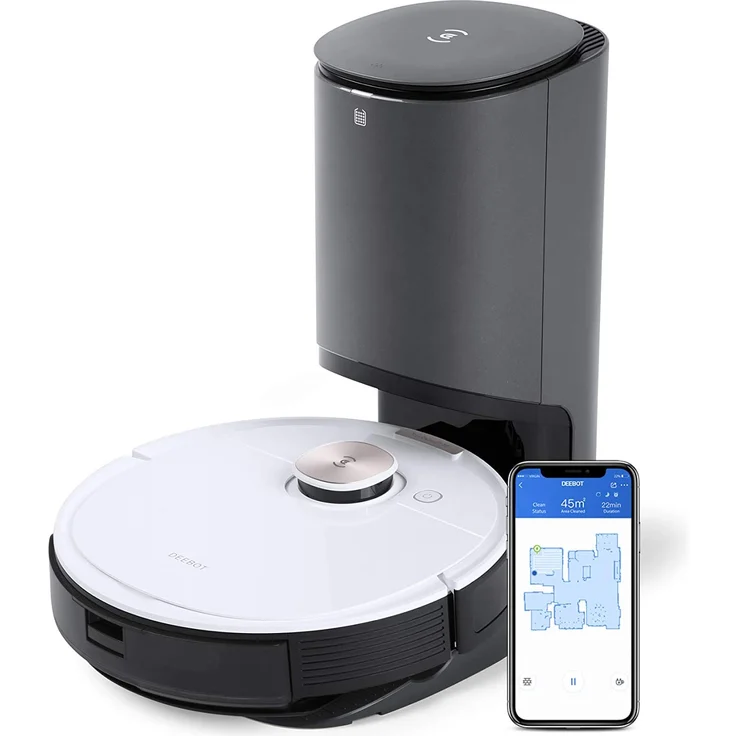 Ecovacs Deebot Ozmo T8+ Saugroboter mit Wischfunktion und Absaugstation, 200 min Akkubetriebsdauer, App-Steuerung, weiß – Bild 3