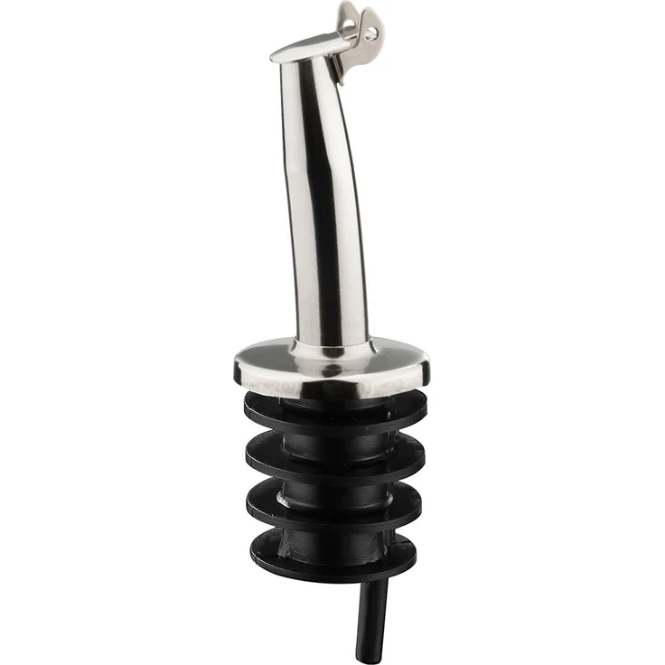 Westmark 2 Spirituosen-Ausgießer für Flaschen, Mit Klappe und Luftröhrchen, Kunststoffkorken, Rostfreier Edelstahl, Inox-Gastro, Schwarz-Verchromt, 46822280 – Bild 1