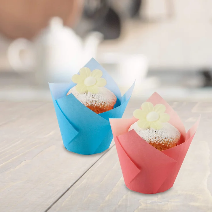 Dr. Oetker Tulips Papier-Backförmchen, bunte Muffinförmchen aus Papier, Förmchen für Cupcakes, Muffins und Pudding - hitzebeständig bis 220°C (Farbe: Rosa, Türkis, Grün, Gelb), Menge: 20 Stück – Bild 3