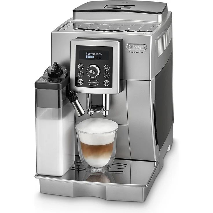 De'Longhi ECAM 23.466.S Kaffeevollautomat mit Milchsystem und integriertem Mahlwerk, Cappuccino und Espresso auf Knopfdruck, Digitaldisplay mit Klartext, 2-Tassen-Funktion, Großer 1,8 Liter Wassertank, silber – Bild 2