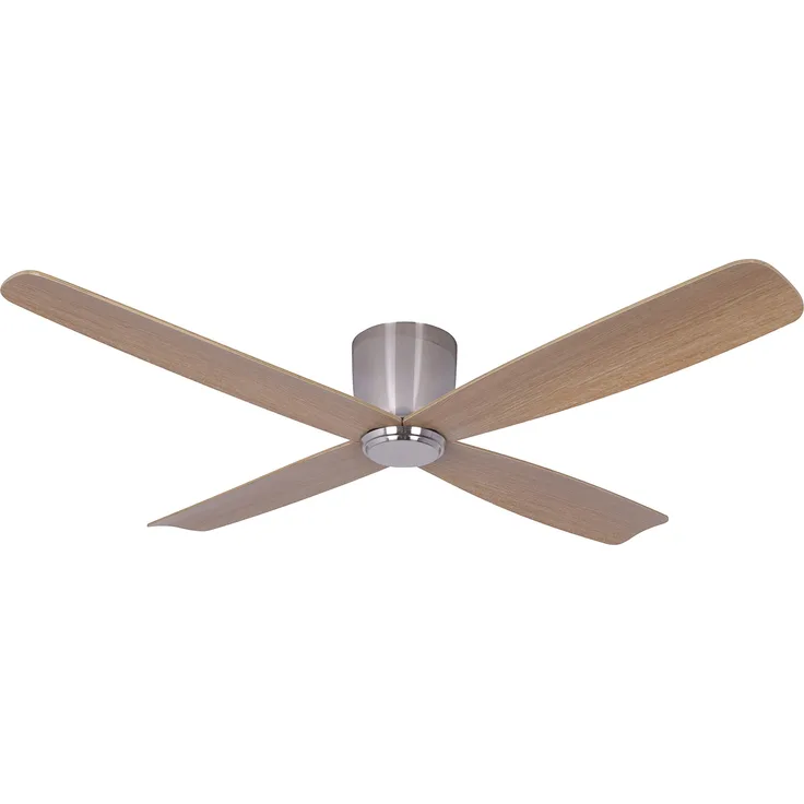 Lucci Air Fraser Deckenventilator mit Fernbedienung (6 Stufen), 35 W, Chrom gebürstet|Teak, 132 cm Durchmesser, Sommer|Winter Lauf