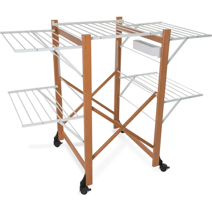 ARREDAMENTIITALIA Arredamenti Italia Wäscheständer ALIANTE, Holz - Klappbar - Ausziehbar 25 mt Leine - Farbe: Kirsche Holz AR-It il Cuore del Legno