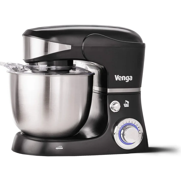 Venga! VG M 3014 Küchenmaschine mit Rührschüssel ? 1000 W Motor, Kunststoff, Edelstahl, 5 L, Schwarz