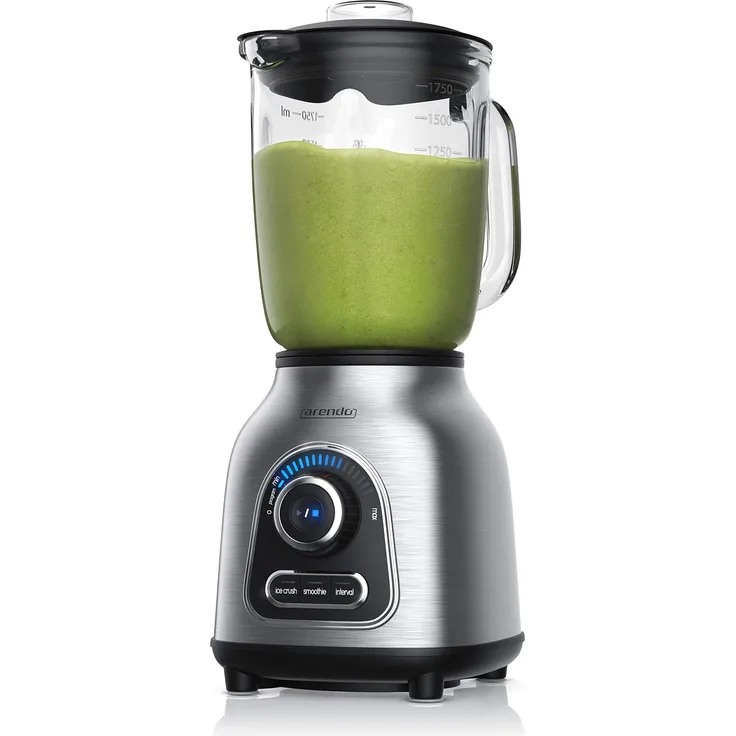 Arendo Standmixer Edelstahl 1400 W, 1,75 l Glasbehälter
