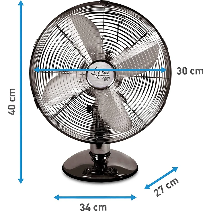 Suntec CoolBreeze 3000 TVM Tischventilator, 30 cm, 35 Watt | Tisch Ventilator 3 Stufen, Tragbar | Fan Windmaschine Metall Chrom | für Schreibtisch, Schlafzimmer, Büro, Wohnung, Balkon| von SUNTEC – Bild 3