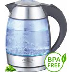 Adler AD 1246 Wasserkocher 1,8 L, schwarz-silber-transparent