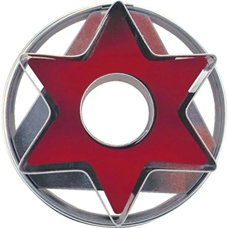 Städter Stern m. Auswerfer, Edelstahl, Silber-rot, 4.8 x 4.8 x 4.8 cm