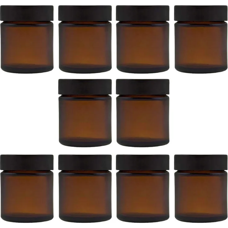 Viva-Haushaltswaren 10 kleine Glastiegel 30 ml - Salbentiegel - Cremetiegel aus Braunglas, inkl. Etiketten